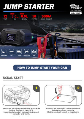 8.0L Banco de energia portátil de gasolina multifuncional arrancador de salto de carro com compressor de ar para todos os carros