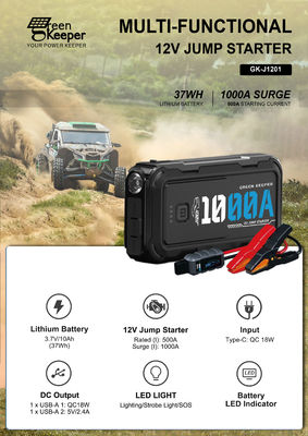 12V 24V 1000A 4000A Jump Starter com PD 65W DC Compressor de ar de saída Total de saída 12W