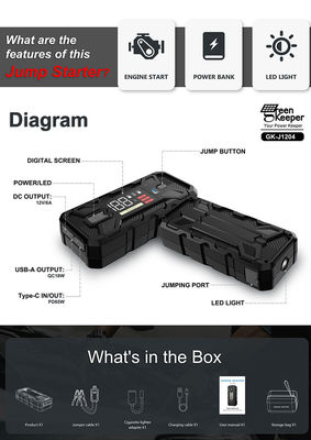 20000mah Jump Starter Pack portátil Utrai Booster 1500A com luz LED para emergência
