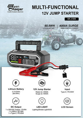 Potência portátil para o seu carro Hot Jumpstarter 2000a 12v Emergency Multi-function Booster