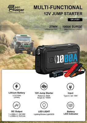 Emergência 10000mAh Bateria portátil para carregamento de carro de 12V e arranque rápido