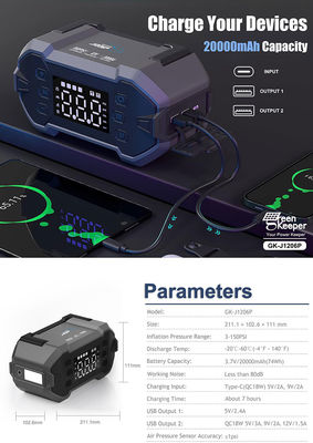 Car Jump Starter J1206P ao ar livre com inflador de ar e capacidade de 20000mAh Power Bank
