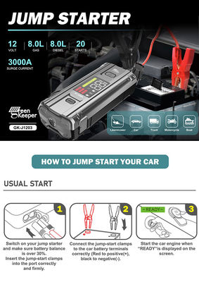 PD 65W 12V 3000A 20000mAh Multifunção Carro Portátil Bateria de Emergência Booster Jump Starter Power Bank