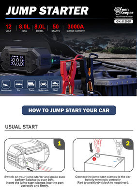 Power Pack GK-J1206P 150Psi Compressor de Ar para Carro 4 Wheel Jump Iniciação
