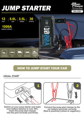 Automóveis a gasolina Diesel Jump Starter 10000 Mah USB-A saída de carregamento Multi Função 12v