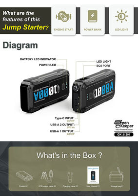 Motor portavel 10000mah Car Jump Starter Power Bank Booster Charger Dispositivo de arranque
