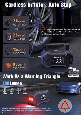 18W Total Output Car Booster Power Bank Jump Starter com compressor de ar e luz LED