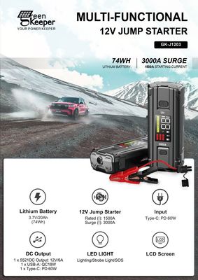Bateria de carro Jump Starter UltraSafe Super Capacitor 3000A Power Bank para veículos Caminhão