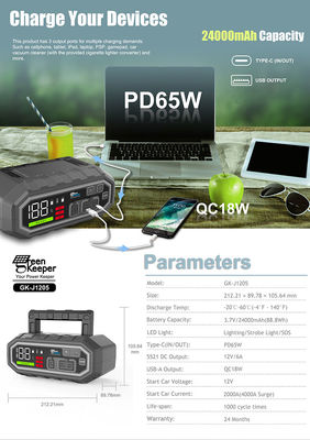 GreenKeeper UltraSafe High Discharge 4000A Lithium Jump Starter Power Bank para caminhões