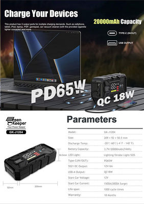 Temperatura de trabalho -20C 60C GreenKeeper 3000A Fit Temperaturas extremas Car Jump Starter Para veículos Caminhão Carro