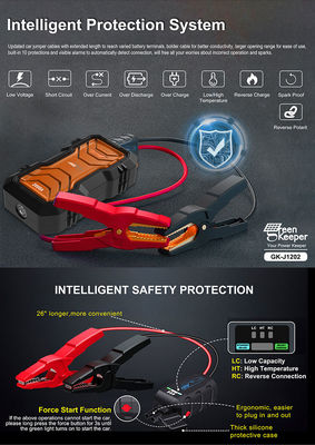 QC 18W Input GreenKeeper UltraSafe Super Capacitor 2000A Bateria Jump Starter Com Luz LED