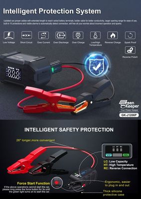 Carregador de bateria de automóvel tipo C de 12 V Jump Starter para carregamento rápido