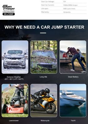 UltraSafe 12V Jump Starter com luz LED e compressor de ar 3000A Bateria de carro Booster