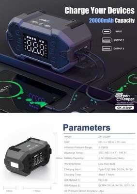 UltraSafe 12V Jump Starter com luz LED e compressor de ar 3000A Bateria de carro Booster