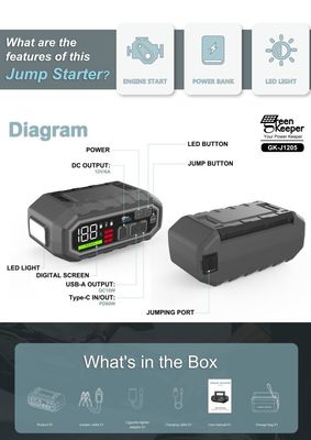 4000A UltraSafe Multi Função Bateria Jump Starter com Luz LED Temperaturas Extremas