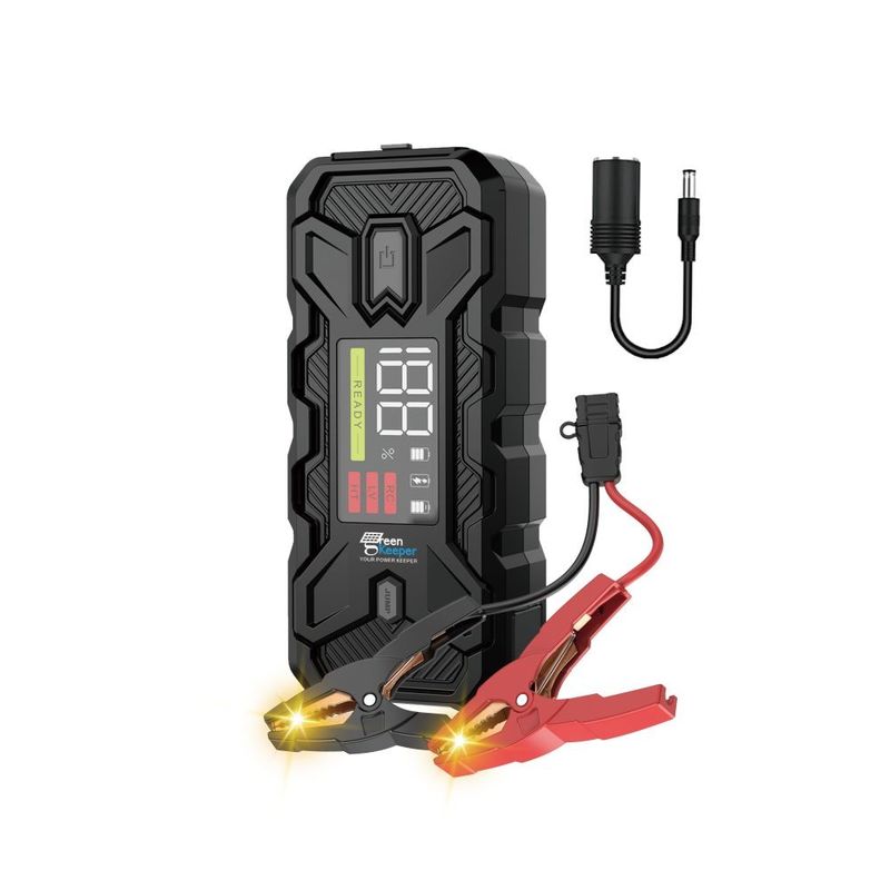 Banco de energia e lanterna LED Green Keeper 2024 3000A 20000mAh High Power Car Jump Starter
