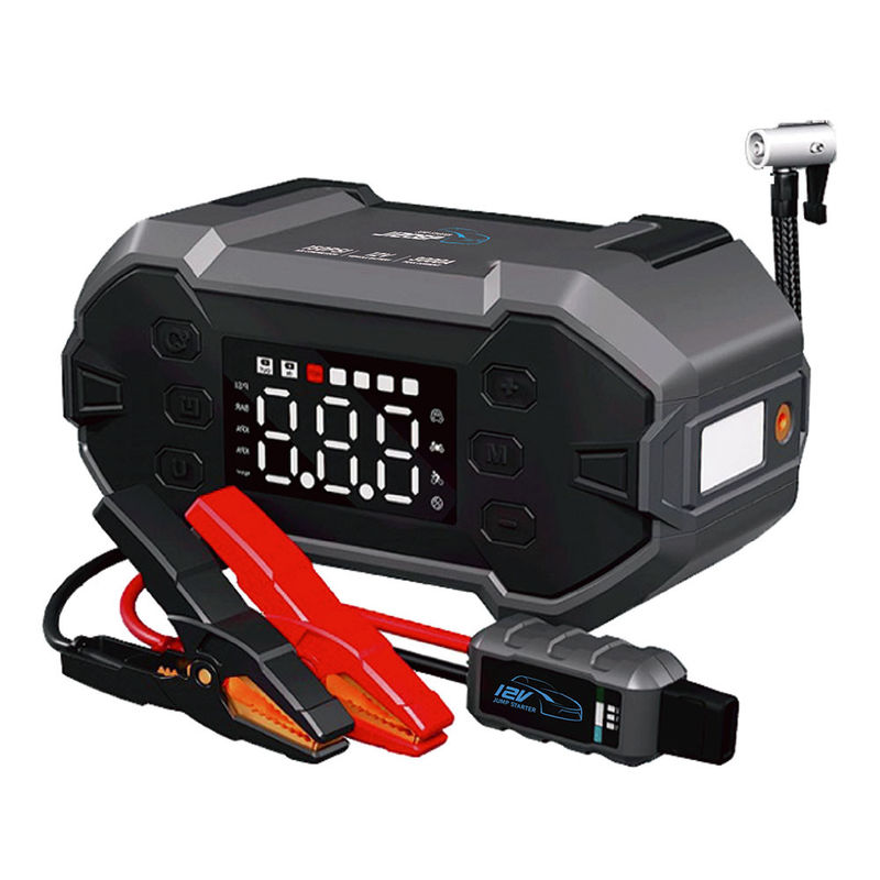 18W Total Output Car Booster Power Bank Jump Starter com compressor de ar e luz LED
